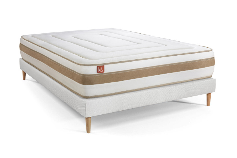 Ensemble Matelas Sommier 160x200 cm - Sommier Blanc (en kit) - Le Raffiné