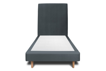 Lit 90x200 cm - Sommier tapissier H29 cm + tête de lit tapissée - Tissu Velours Gris Anthracite