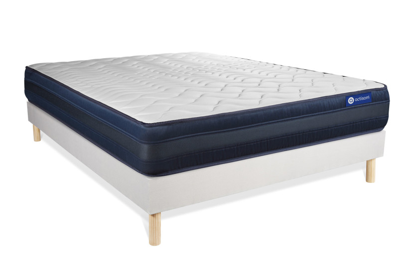 Ensemble Matelas Sommier 160x210 cm - Sommier Blanc (en kit) - Actiflex Tech