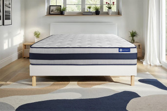 Ensemble Matelas Sommier 135x190 cm - Sommier Blanc (en kit) - Actiflex Ergo