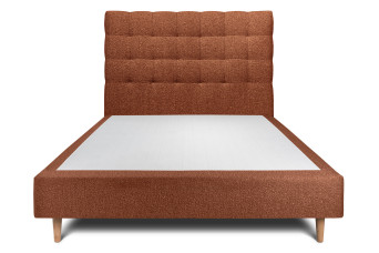 Lit 140x190 cm - Sommier tapissier H35 cm + tête de lit capitonnée - Tissu Bouclette Terracotta