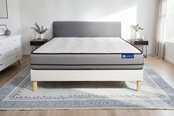 Ensemble Matelas Sommier 120x190 cm - Sommier Blanc (en kit) - Actilatex Night