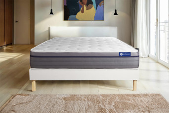 Ensemble Matelas Sommier 120x190 cm - Sommier Blanc (en kit) - ActiMemo Zen