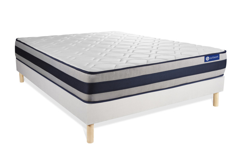 Ensemble Matelas Sommier 135x190 cm - Sommier Blanc (en kit) - Actiflex Ergo