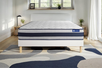 Ensemble Matelas Sommier 180x200 cm - Sommier Blanc (en kit) - Actimemo Ergo