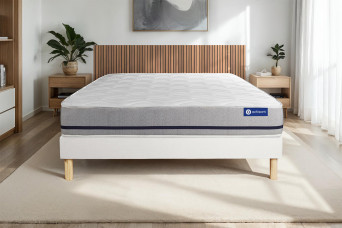 Ensemble Matelas Sommier 140x200 cm - Sommier Blanc (en kit) - Actimemo Soft