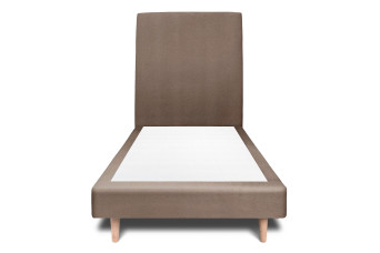 Lit 90x200 cm - Sommier tapissier H29 cm + tête de lit tapissée - Tissu Velours Taupe