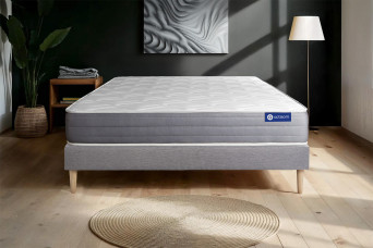 Ensemble Matelas Sommier 140x200 cm - Sommier Gris (en kit) - Actimemo Dream