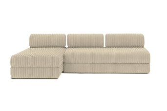 Canapé d'angle 6 places - 2 modules convertibles : Canapé 3 places + Méridienne - Velours côtelé XL Beige