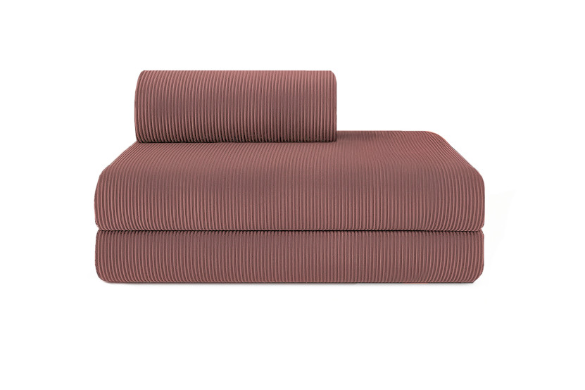 Canapé d'angle 5 places - 2 modules convertibles : Canapé 2 places + Méridienne - Velours côtelé Rose