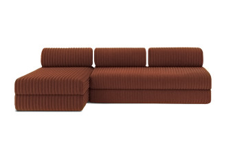 Canapé d'angle 6 places - 2 modules convertibles : Canapé 3 places + Méridienne - Velours côtelé XL Terracotta