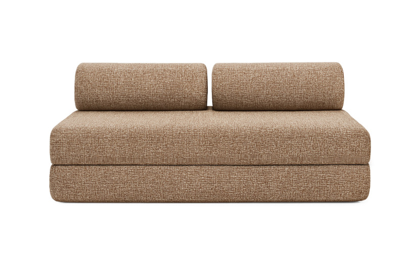 Canapé 4 places - 2 modules convertibles : Canapé 3 places + Fauteuil - Tissu tweed Marron