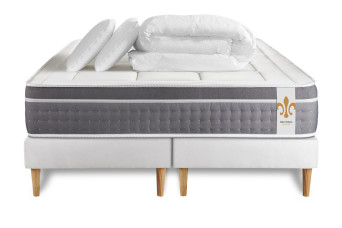 Pack lit complet 180x200 cm - Matelas + 2 Sommiers Blancs + 2 oreillers + Couette - Trente