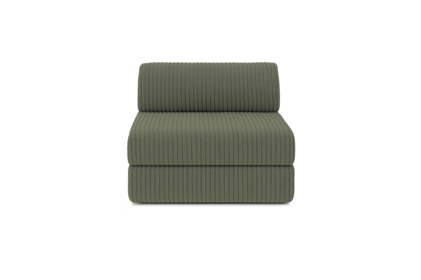 Canapé d'angle 6 places - 3 modules convertibles : Canapé 3 places + Fauteuil + Pouf - Velours côtelé XL Vert