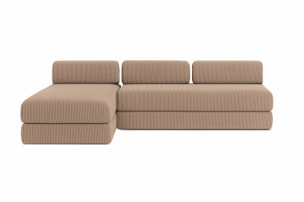 Canapé d'angle 6 places - 2 modules convertibles : Canapé 3 places + Méridienne - Velours côtelé Taupe