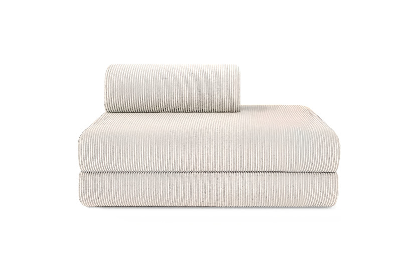 Canapé 3 places - 2 modules convertibles : Canapé 2 places + Fauteuil - Velours côtelé Blanc