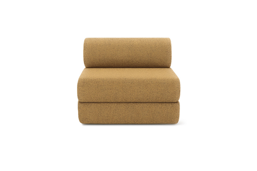 Canapé 4 places - 2 modules convertibles : Canapé 3 places + Fauteuil - Tissu tweed Jaune