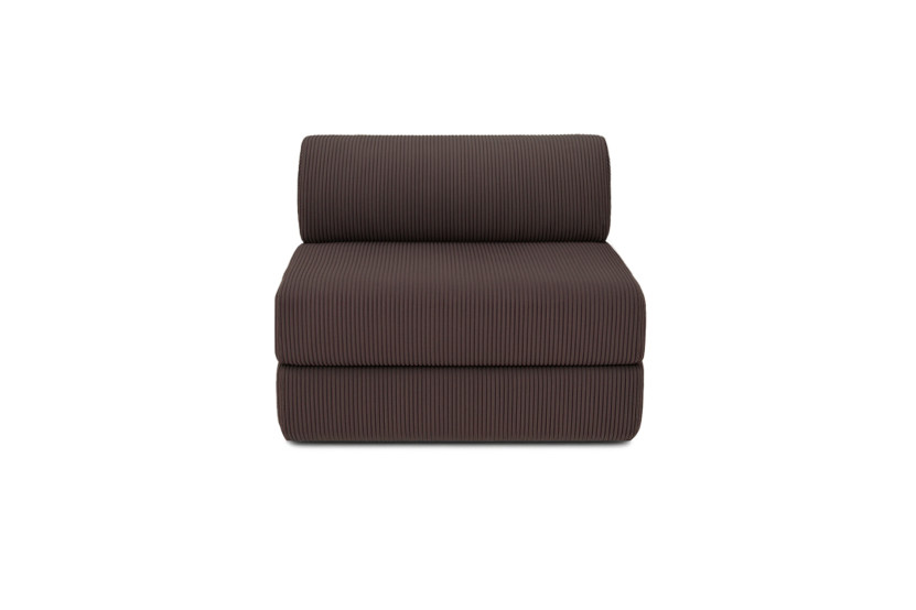 Canapé d'angle 6 places - 3 modules convertibles : Canapé 3 places + Fauteuil + Pouf - Velours côtelé Marron