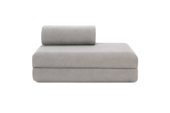 Canapé 2 places convertible et modulable - Tissu lisse Gris clair