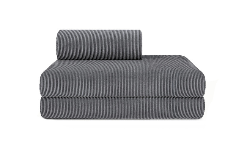 Canapé d'angle 5 places - 2 modules convertibles : Canapé 2 places + Méridienne - Velours côtelé Gris