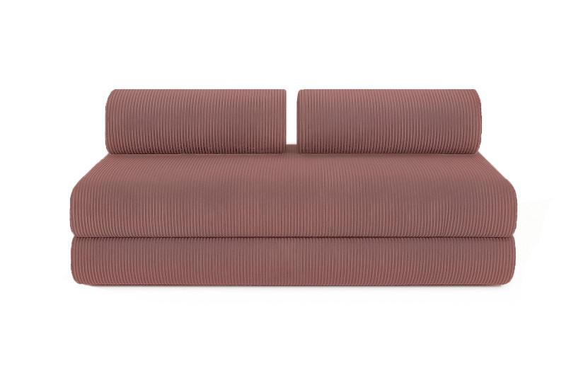 Canapé 4 places - 2 modules convertibles : Canapé 3 places + Fauteuil - Velours côtelé Rose