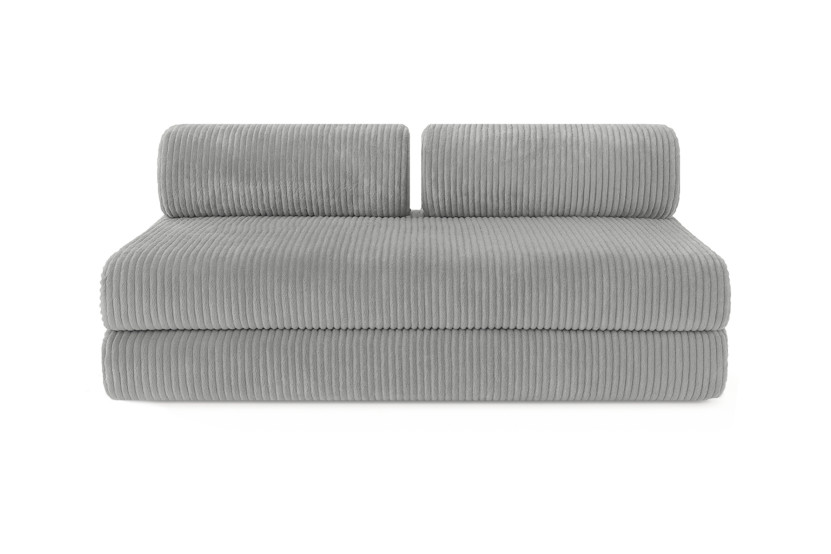 Canapé d'angle 6 places - 3 modules convertibles : Canapé 3 places + Fauteuil + Pouf - Velours côtelé XL Gris clair