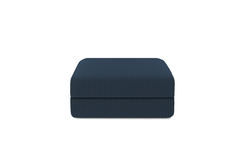 Canapé d'angle 4 places - 2 modules convertibles : Canapé 3 places + Pouf - Velours côtelé Bleu