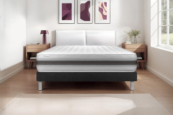 Ensemble Matelas Sommier 140x200 cm - Sommier Noir (en kit) - Vitalmemo Back