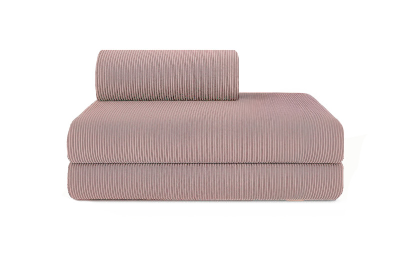 Canapé 5 places - 2 modules convertibles : Canapé 3 places + Canapé 2 places - Velours côtelé Rose pâle