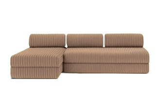 Canapé d'angle 6 places - 2 modules convertibles : Canapé 3 places + Méridienne - Velours côtelé XL Marron