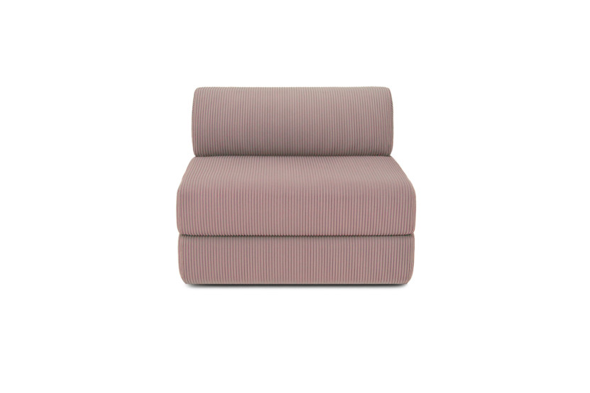 Canapé d'angle 6 places - 3 modules convertibles : Canapé 3 places + Fauteuil + Pouf - Velours côtelé Rose pâle