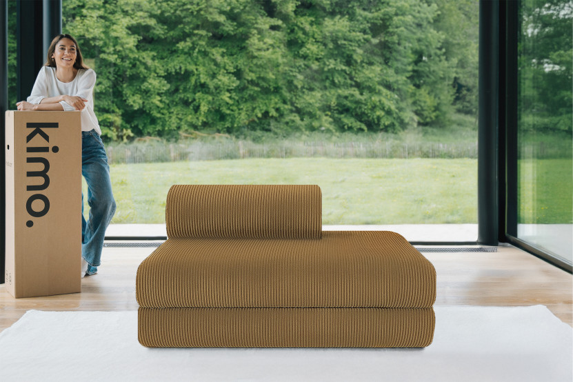 Canapé 2 places convertible et modulable - Velours côtelé Jaune