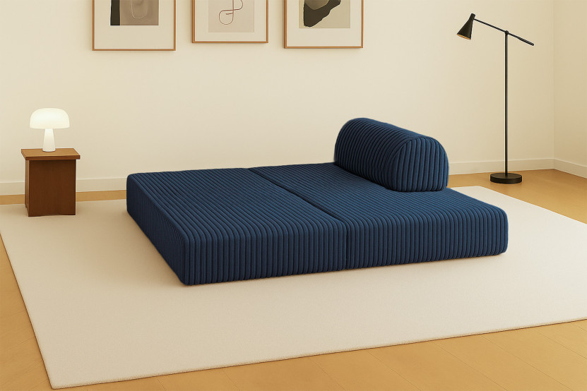 Canapé 2 places convertible et modulable - Velours côtelé XL Bleu