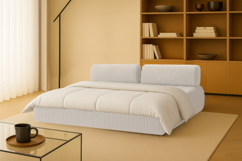 Canapé 3 places convertible et modulable - Velours côtelé XL Blanc