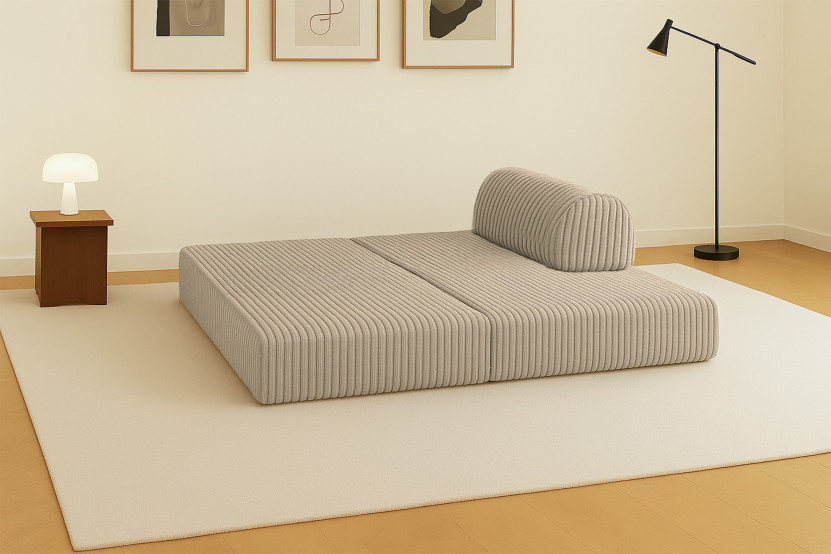 Canapé 2 places convertible et modulable - Velours côtelé XL Taupe