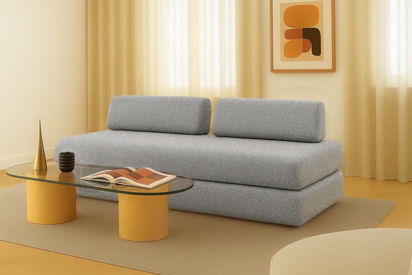 Canapé 3 places convertible et modulable - Tissu tweed Gris