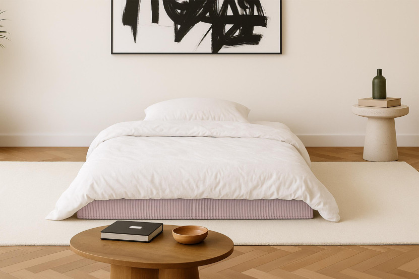 Canapé 2 places convertible et modulable - Velours côtelé Rose pâle