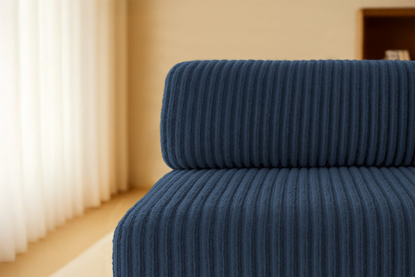 Canapé 3 places - 2 modules convertibles : Canapé 2 places + Fauteuil - Velours côtelé XL Bleu