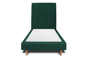 Lit 90x200 cm - Sommier tapissier H29 cm + tête de lit tapissée - Tissu Velours Vert
