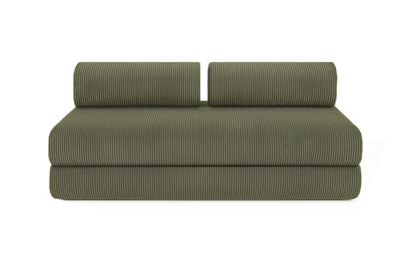 Canapé d'angle 4 places - 2 modules convertibles : Canapé 3 places + Pouf - Velours côtelé Vert