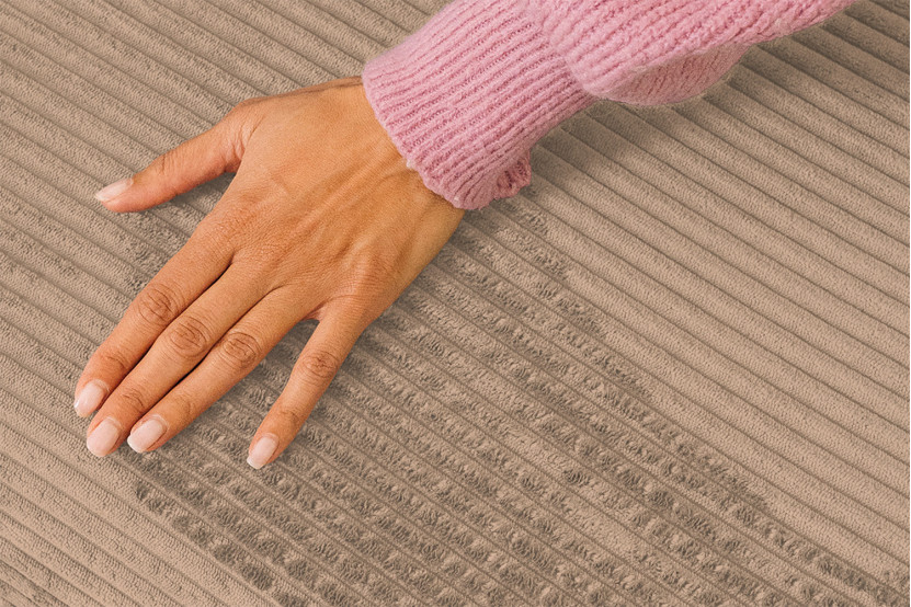 Canapé d'angle 6 places - 3 modules convertibles : Canapé 3 places + Fauteuil + Pouf - Velours côtelé Taupe