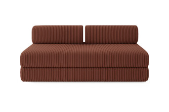 Canapé 3 places convertible et modulable - Velours côtelé XL Terracotta