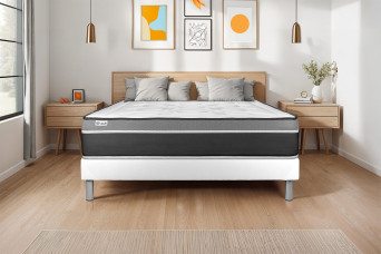 Ensemble Matelas Sommier 200x200 cm - Sommier Blanc (en kit) - Vital Care