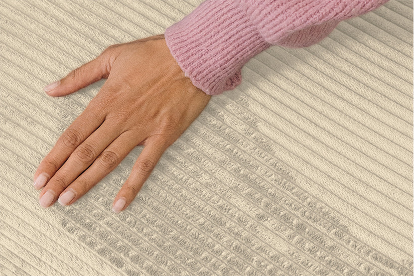 Canapé d'angle 6 places - 3 modules convertibles : Canapé 3 places + Fauteuil + Pouf - Velours côtelé Beige