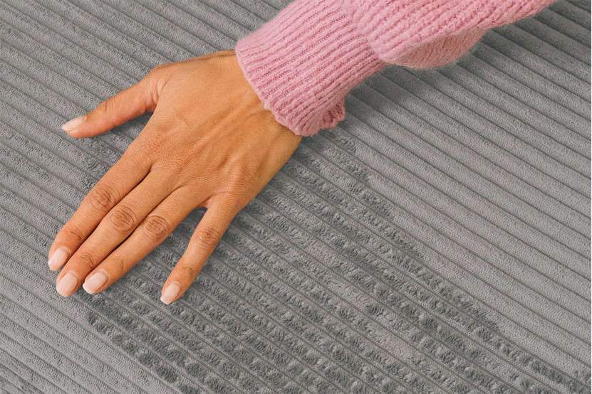 Pouf convertible et modulable - Velours côtelé Gris clair