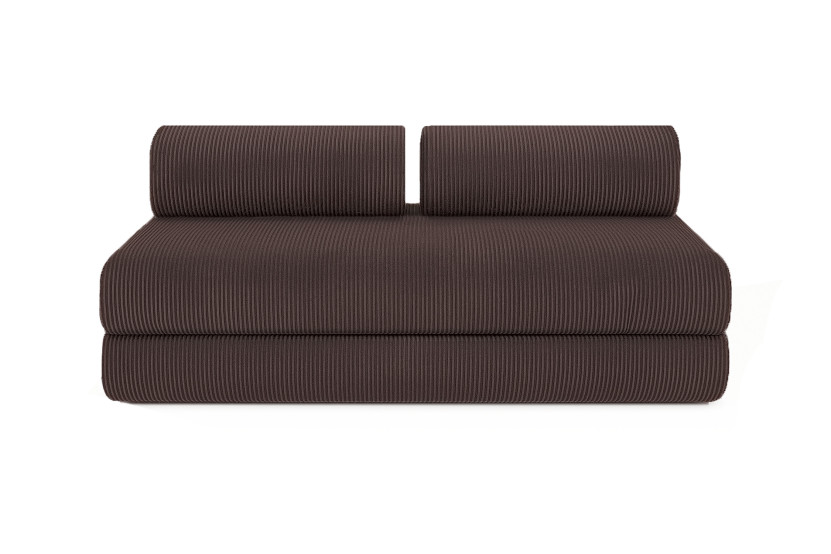 Canapé 4 places - 2 modules convertibles : Canapé 3 places + Fauteuil - Velours côtelé Marron