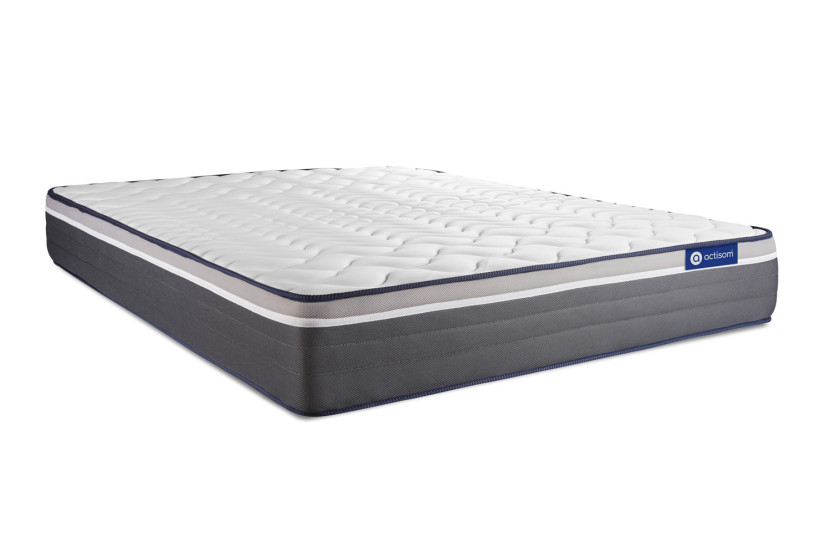 Ensemble Matelas Sommier 130x220 cm - Sommier Blanc (en kit) - Actilatex Plus