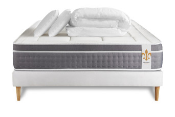 Pack lit complet 140x190 cm - Matelas + Sommier Blanc + 2 oreillers + Couette - Trente