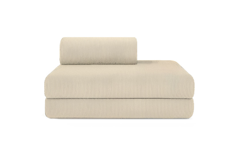 Canapé d'angle 5 places - 2 modules convertibles : Canapé 2 places + Méridienne - Velours côtelé Beige