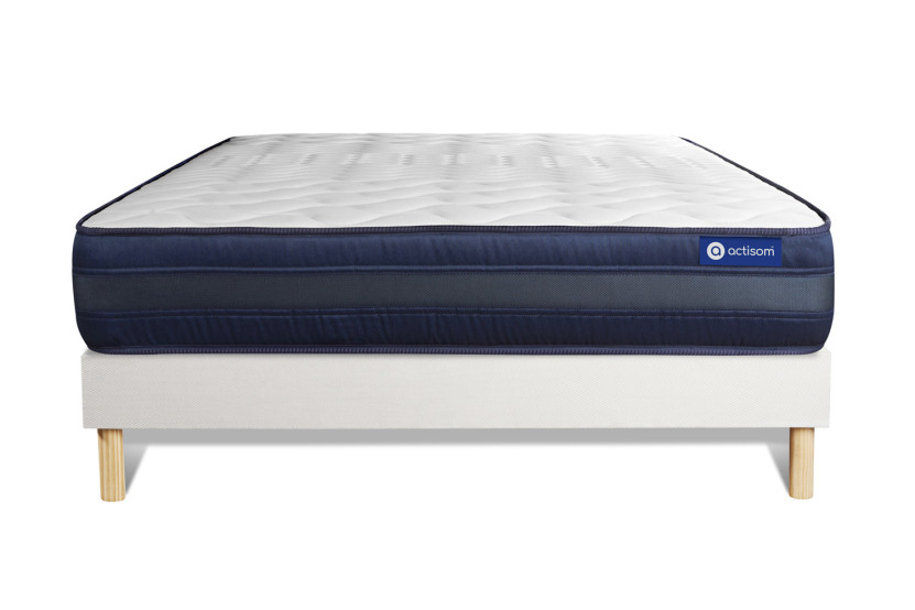 Ensemble Matelas Sommier 160x220 cm - Sommier Blanc (en kit) - Actilatex Tech